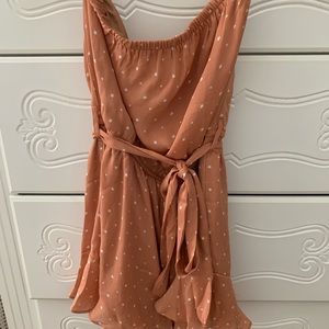 She & Sky Peach Strapless Romper